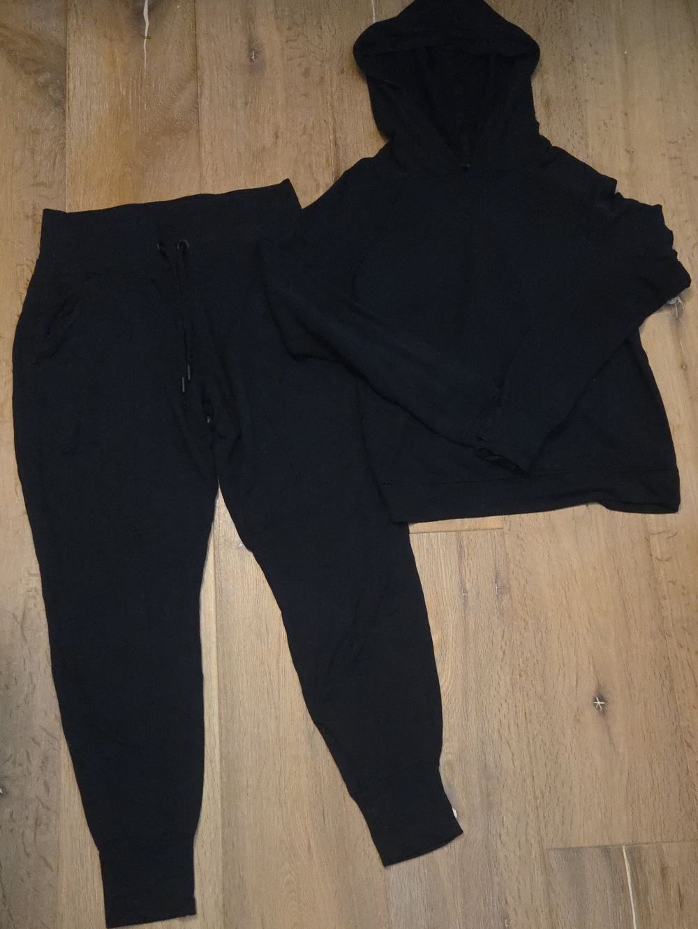 Athleta Bliss Jogger Pants Sweatshirt Hoodie Set Black XS